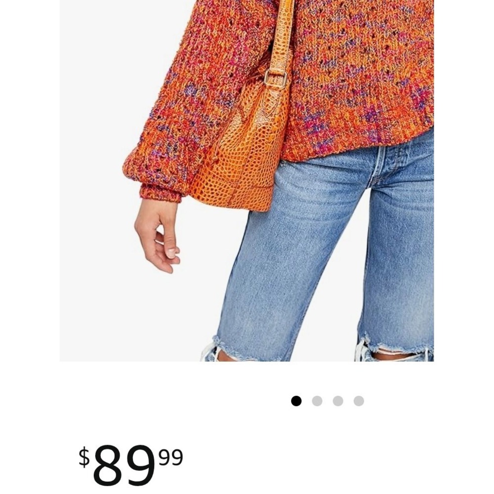 M‎ Free People Sweater Tunic Orange Knit Pullover Oversized chunky sweater - Picture 9 of 9